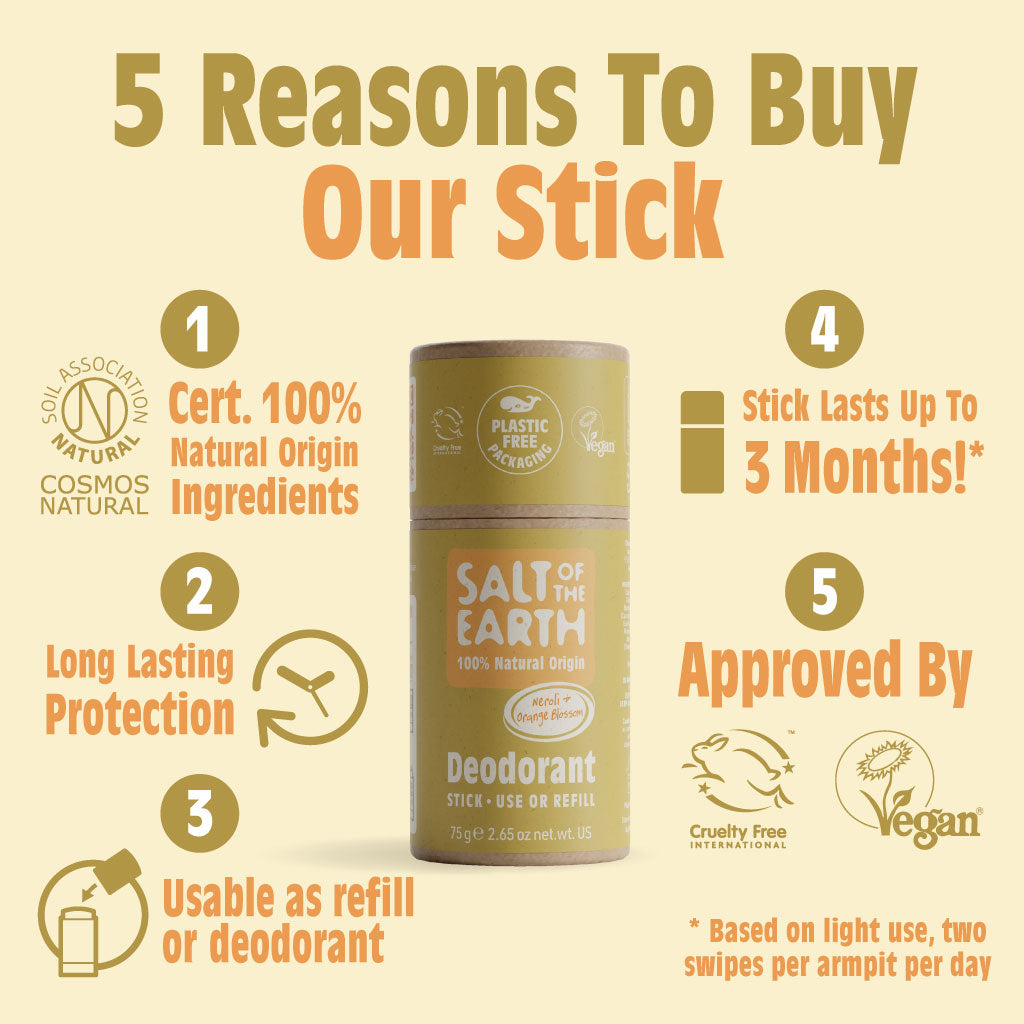 Neroli & Oranje Deodorantstick met natuurlijke bloesem - Gebruik of navulling