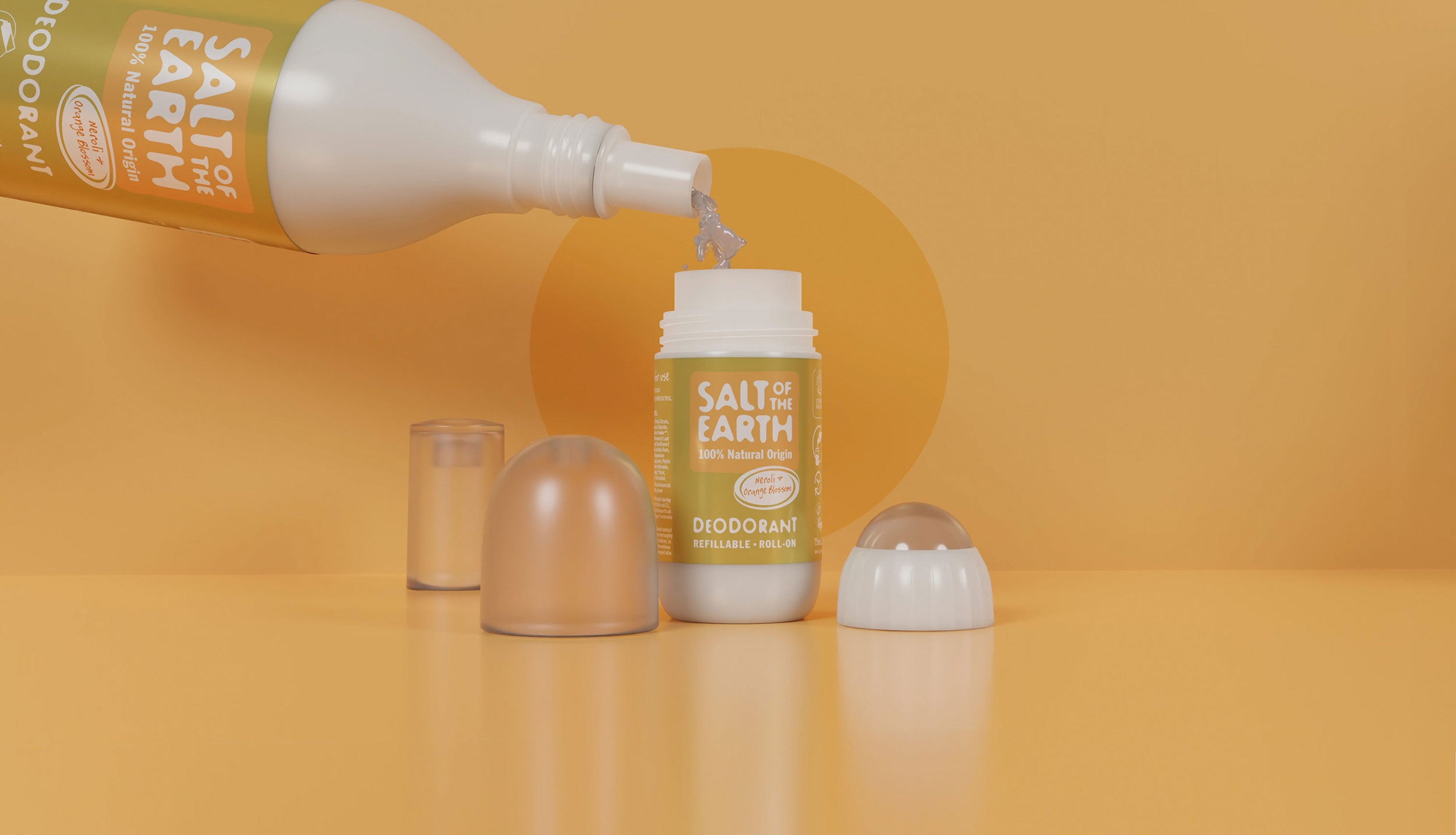 Image of a Salt of the Earth Neroli & Orange Blossom roll-on deodorant being refilled
