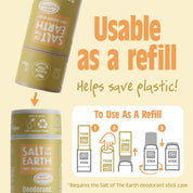 Salt of the Earth Neroli + Orange Blossom deodorant stick usable as a refill, helping save plastic and reduce waste.