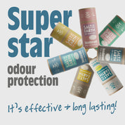 Salt of the Earth natural deodorant sticks in various scents, offering effective, long-lasting odour protection.