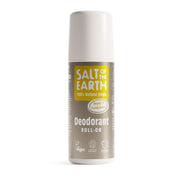 Salt of the Earth 75ml Amber + Sandalwood natural deodorant roll-on with 100% natural origin ingredients.