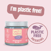 Salt of the Earth Lavender + Vanilla deodorant balm in plastic-free, eco-friendly packaging.