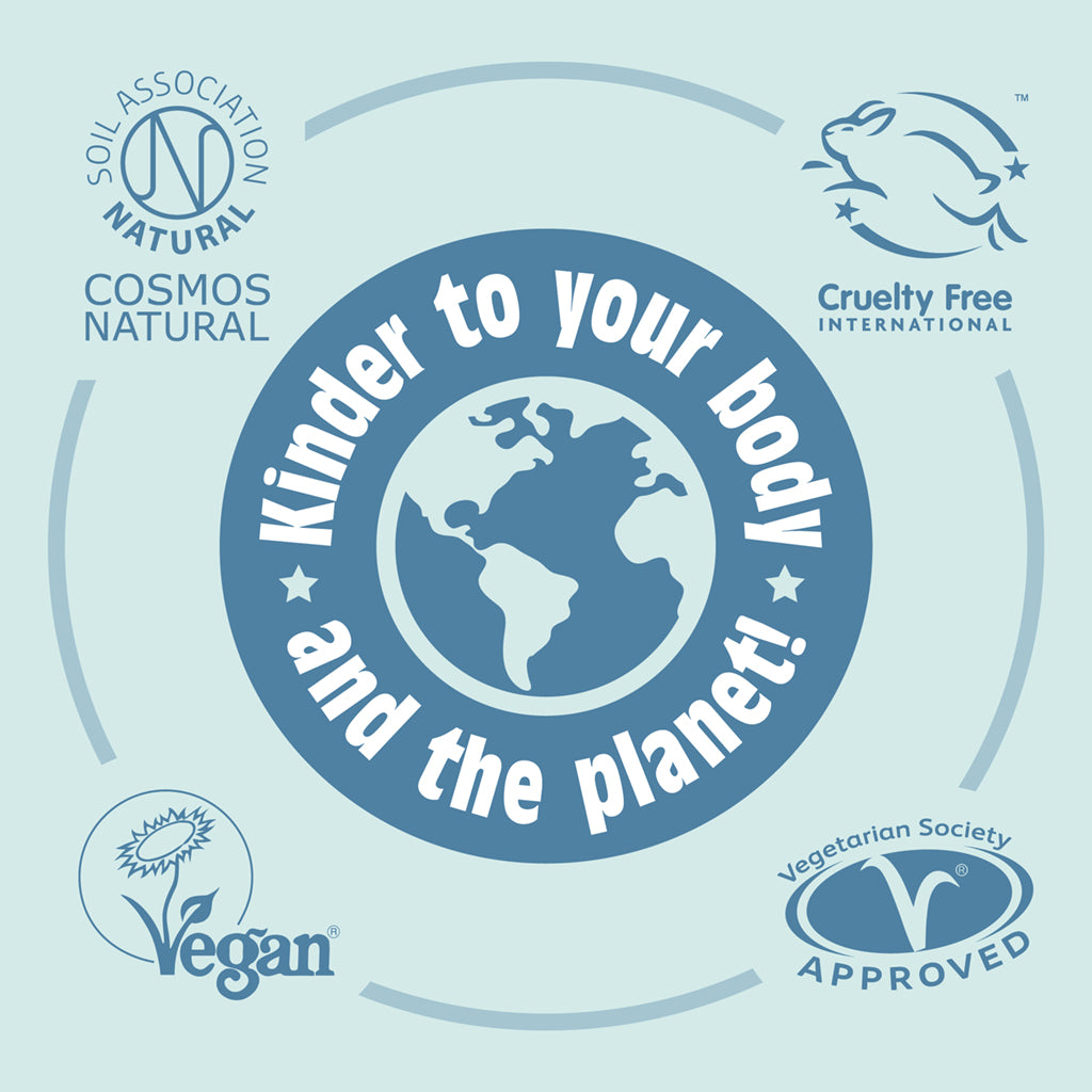 Salt of the Earth deodorant stick certified by COSMOS Natural, Cruelty-Free International, Vegan Society, and Vegetarian Society.